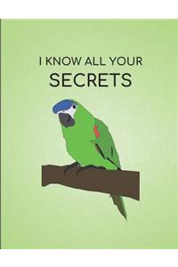 I Know All Your Secrets: Parrot Themed Notebook Pad