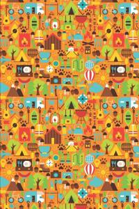 Hike Pattern - Colorful Hiking Icons Orange