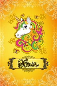 Olivia - Golden Unicorn personalized named Notebook