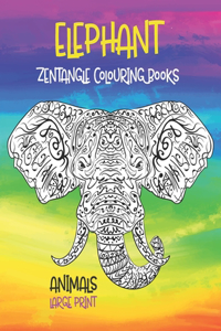 Zentangle Colouring Books - Animals - Large Print - Elephant