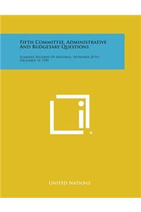 Fifth Committee, Administrative and Budgetary Questions