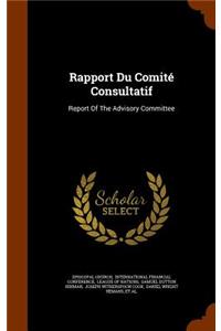 Rapport Du Comite Consultatif