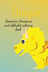 Geometric dinosaurs and alphabet coloring book