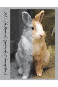 Adorable Animals Grayscale Coloring Book