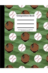 Composition Book 100 Sheet/200 Pages 8.5 X 11 In.Wide Ruled Baseball Gloves Ball