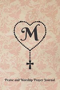 Letter M Personalized Monogram Praise and Worship Prayer Journal - Rosary Cross