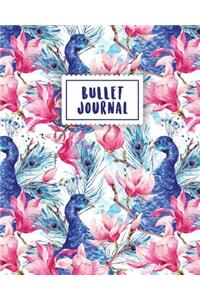 Bullet Journal: Peacock Journal 150 Dot Grid Pages (Size 8x10 Inches) with Bullet Journal Sample Ideas
