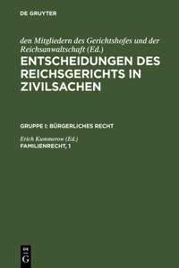 Entscheidungen des Reichsgerichts in Zivilsachen, Familienrecht, 1