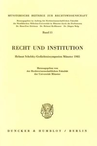 Recht Und Institution