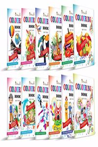 Colouring Books Collections by InIkao (12 Books) : Pack of 12 Copy Color Books For Kids