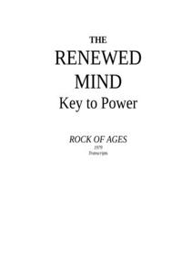 The Renewed Mind - Key to Power