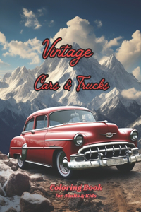 Vintage Cars & Trucks Coloring Book for Adults & Kids