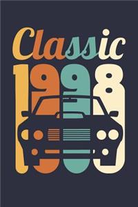 Blank Lined Journal, Diary, Planner, Notebook for 21 Year Old - Vintage 1998 Diary - Mens Car Journal - 21st Birthday Gift