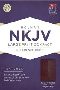 NKJV Large Print Compact Reference Bible, Burgundy Bonded Leather with Magnetic Flap