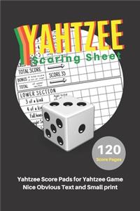 Yahtzee Scoring Sheet