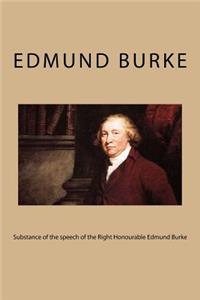 Substance of the speech of the Right Honourable Edmund Burke