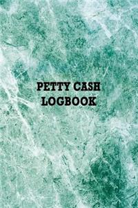 Petty Cash Logbook: Green Marble, Cash Recording Ledger for Tracking Financial Payments Within the Office Department or Club.