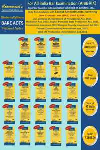 COMMERCIAL'S ALL INDIA BAR EXAM COMBO OF 23 BARE ACTS WITHOUT NOTE AS PER BARE COUNCIL OF INDIA NEW SYLLABUS FOR AIBE XIX EXAM COVERING NEW CRIMINAL LAWS (BNS, BNSS, BSA).