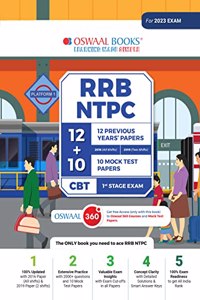 Oswaal RRB NTPC 12 Previous Years Papers 2016 (All Shifts) 2019 (Two Shifts) CBT 1st Stage Exam & 10 Mock Test Papers