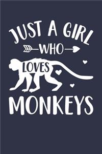 Monkey Journal - Just A Girl Who Loves Monkeys Notebook - Gift for Monkey Lovers