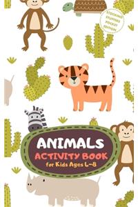 Animals Activity Book for Kids Ages 4-8 Stocking Stuffers Pocket Edition