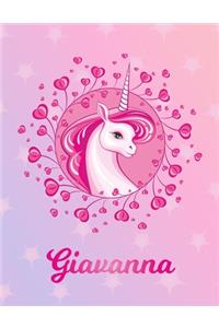 Giavanna: Unicorn Large Blank Primary Sketchbook Paper - Pink Purple Magical Horse Personalized Letter G Initial Custom First Name Cover - Drawing Sketch Book