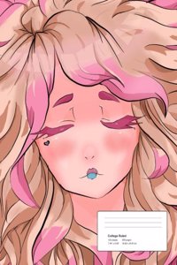 Cute Pink Anime Girl College Ruled Composition Books / Notebooks