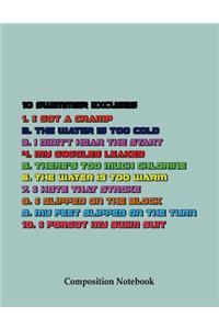 10 Swimmer Excuses Composition Notebook