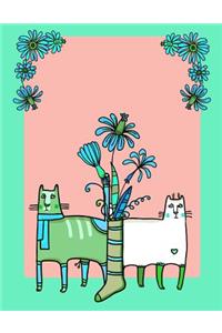 My Big Fat Bullet Journal for Cat Lovers Funny Cats Pattern in Socks with Flowers 2