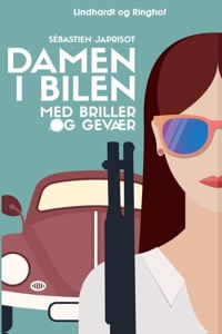 Damen i bilen med briller og gevær