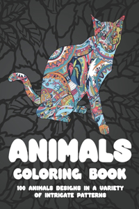 Animals - Coloring Book - 100 Animals designs in a variety of intricate patterns