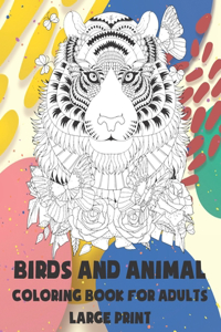 Coloring Book for Adults Birds and Animal - Large Print