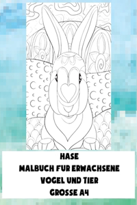 Malbuch für Erwachsene - Grosse A4 - Vögel und Tier - Hase