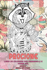 Libro da colorare per pennarelli e penne gel - Mandala Anti stress - Animale - Procione