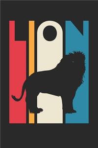 Vintage Lion Notebook - Gift for Animal Lover - Colorful Lion Diary - Retro Lion Journal