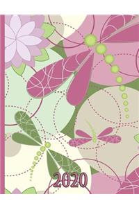 Abstract Dragonfly Design - Pink, Mauve, Green