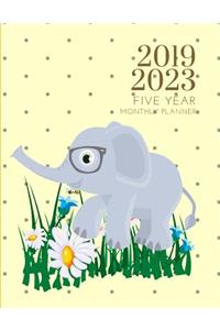 2019-2023 Five Year Planner Elephant Goals Monthly Schedule Organizer