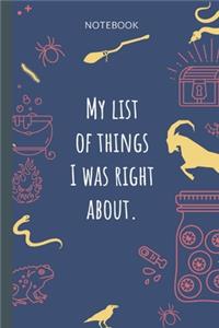 My list of things I was right about.