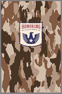 Notebook for Military Fans like Soldiers and Veterans with Camouflage Cover