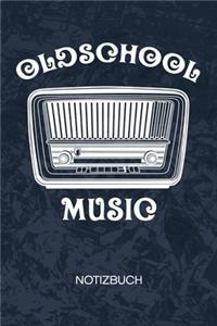 Oldschool Music: Retro Design Fans Notizbuch A5 Kariert - Vintage Liebhaber Heft - Retro Notizheft 120 Seiten KARO - Musik der 60er Jahre Notizblock Nostalgie Radio 