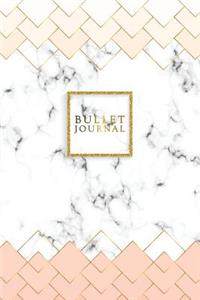 Bullet Journal: Marble + Gold Bullet Journal - 120-Page 1/4 Inch Dot Grid Notebook - 6 X 9 Marble & Gold Perfect Bound Softcover