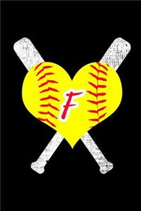 F Monogram Initial Softball Journal