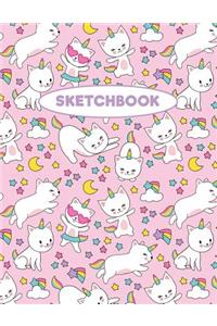 Cat Sketchbook: Rainbow Unicorn Cat Pattern: 120 Pages of 8.5" X 11" Blank Paper for Drawing, Sketching and Doodling