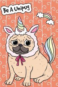 Journal Notebook For Dog Lovers Unicorn Pug - Orange