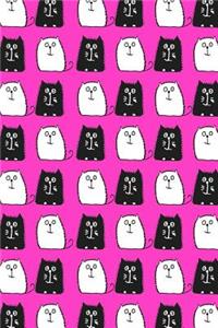 Journal Notebook For Cat Lovers Black and White Cats in a Row 7