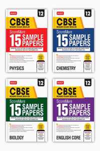 MTG CBSE Class 12 ScoreMore 15 Sample Papers Physics Chemistry Biology & English Books For 2025 Board Exam (Set of 4) | Detailed Solutions of Each Chapter | Based on Latest CBSE Pattern & Syllabus [Paperback] MTG Editorial Board