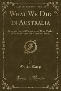 What We Did in Australia: Being the Practical Experience of Three Clerks, in the Stock-Yard and at the Gold Fields (Classic Reprint)
