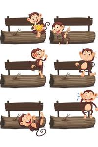 Monkeys on Bench - Blank Lined Notebook