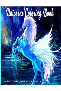 Unicorns Coloring Book Activity Sheets For Kids & Adults