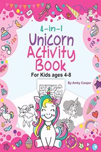 4-in-1 Unicorn Activity Book for Kids 4-8 Years